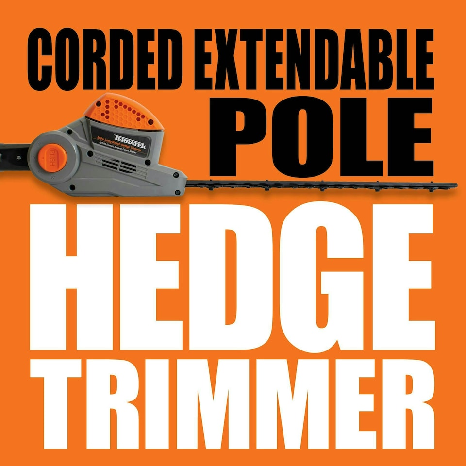 image 1 of Terratek 550W 2.5m Electric Long Reach Hedge Trimmer | Grey | Grey | 1