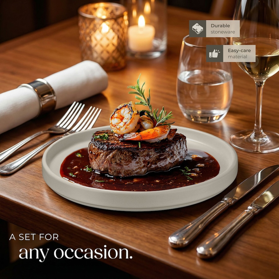 image 1 of Dinnerware Set Una - dinner set, incl. plates, bowls and mugs, for 6 people | Brown | taupe | 1