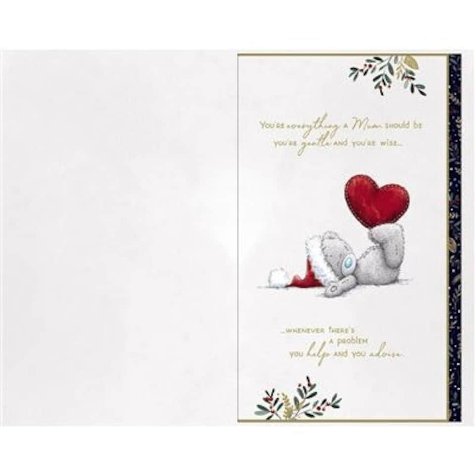 image 1 of Bear Holding Red Heart Mum Handmade Christmas Card