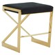 image 2 of Interiors by Premier Black Velvet Bar Stool, Gold Finish Frame Bar Chair with Footrest, Modern Design Home Stool for Living Area