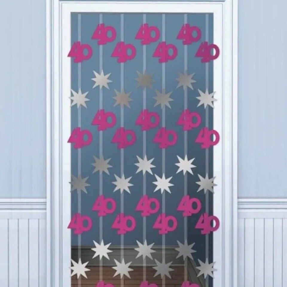 Amscan Shimmer 40th Birthday Hanging Decoration - Pink/Silver - One Size