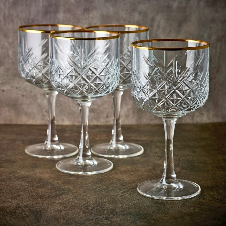 image 1 of Timeless Cocktail Goblet Gold Rim Glassware Sets Mixers Martini 490ml | Clear | Clear