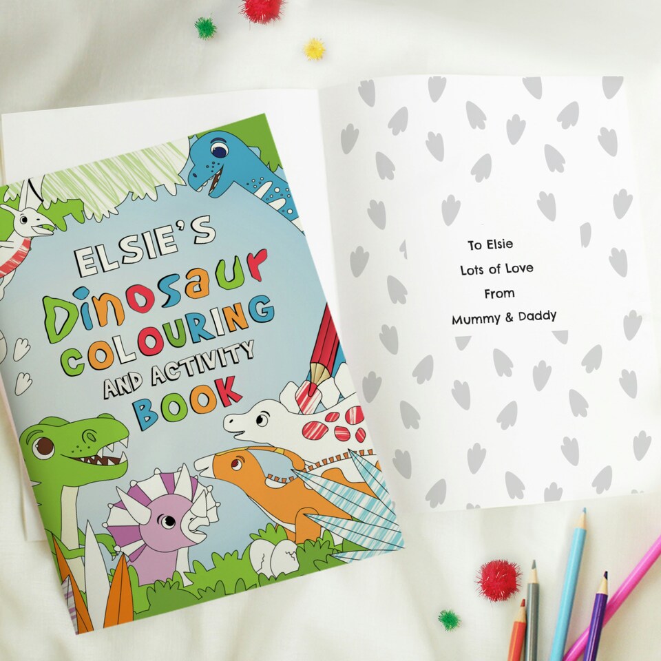 image 1 of Personalised Dinosaur Colouring Book Multi