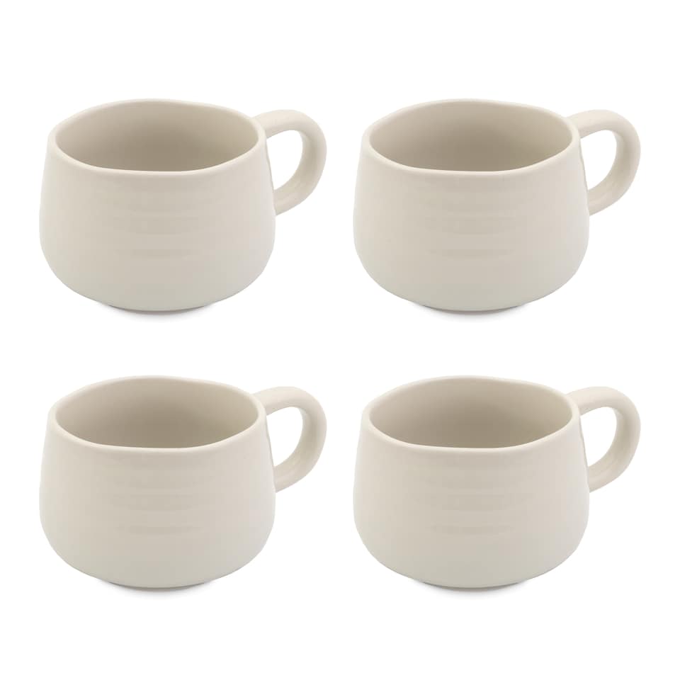 image 1 of Jamie Oliver Big Love White Stoneware Mugs, Set of 4, 375ml | White | White
