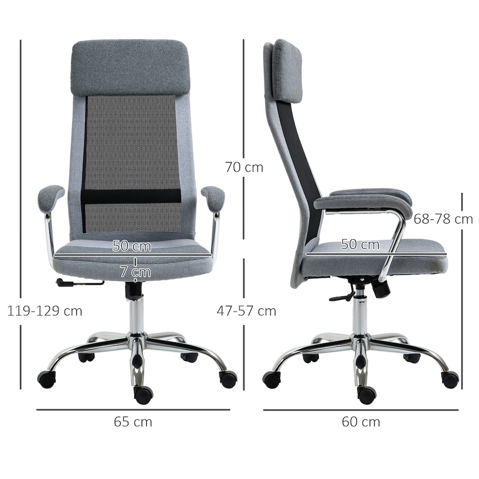 image 1 of Vinsetto Office Chair Mesh High Back Swivel Task Home Desk Chair w/ Arm, Grey