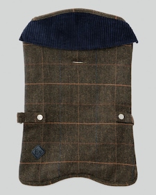 Dark Green Checked Herringbone Tweed Dog Jacket