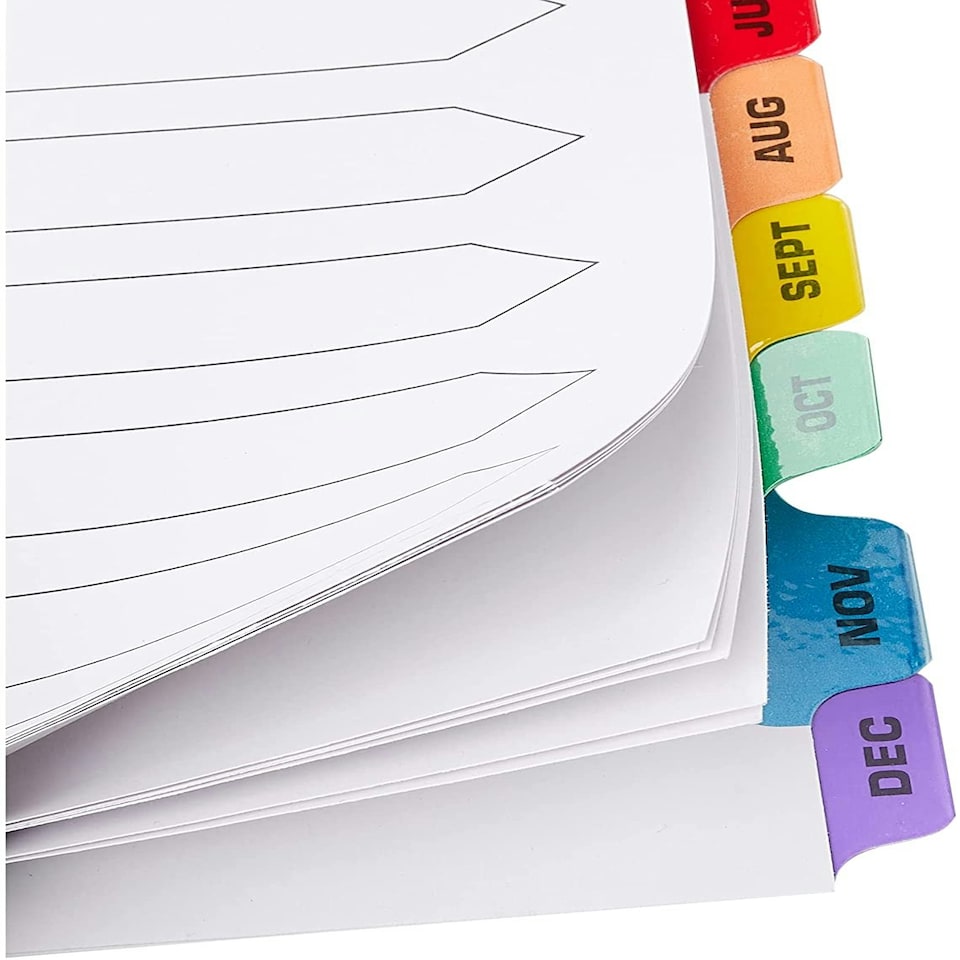 image 1 of A4 Pre-Printed Tabs Multi Punched January to December Reinforced Multi-Colour Index