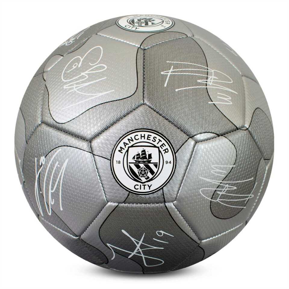 image 1 of Manchester City F.C. Offical Licensed Signature Football - Silver Camo with Matt Finish - Size 5 For Kids and Adults Silver