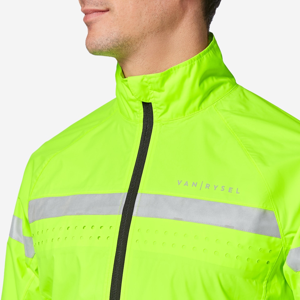 image 1 of Decathlon Men's Long-Sleeved Showerproof Road Cycling Jacket RC 120 Visible