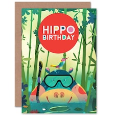 Jungle Cute Hippo Cartoon Child Kids Birthday Card