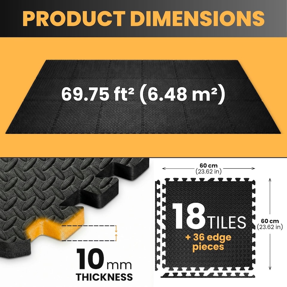 image 1 of Soft Interlocking Floor Mats Set - Non-Slip Foam Tiles EVA Puzzle Mats for Gym, Garage, Home Workout, Playroom, or Office