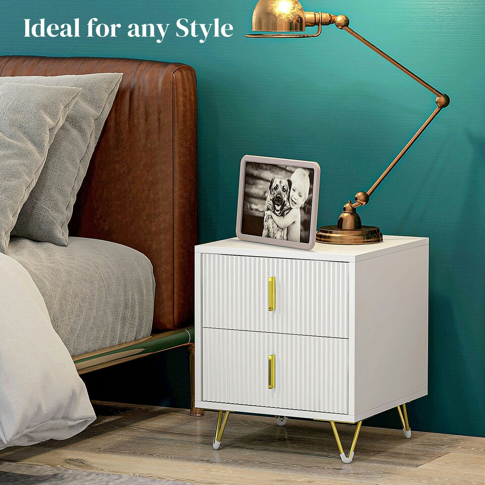 image 1 of HOMCOM 2 Drawer Dresser, Chest of Drawers Storage Cabinet, White