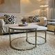image 8 of HOMCOM Marble Coffee Table Set of 2, Round Nest of Tables, White 