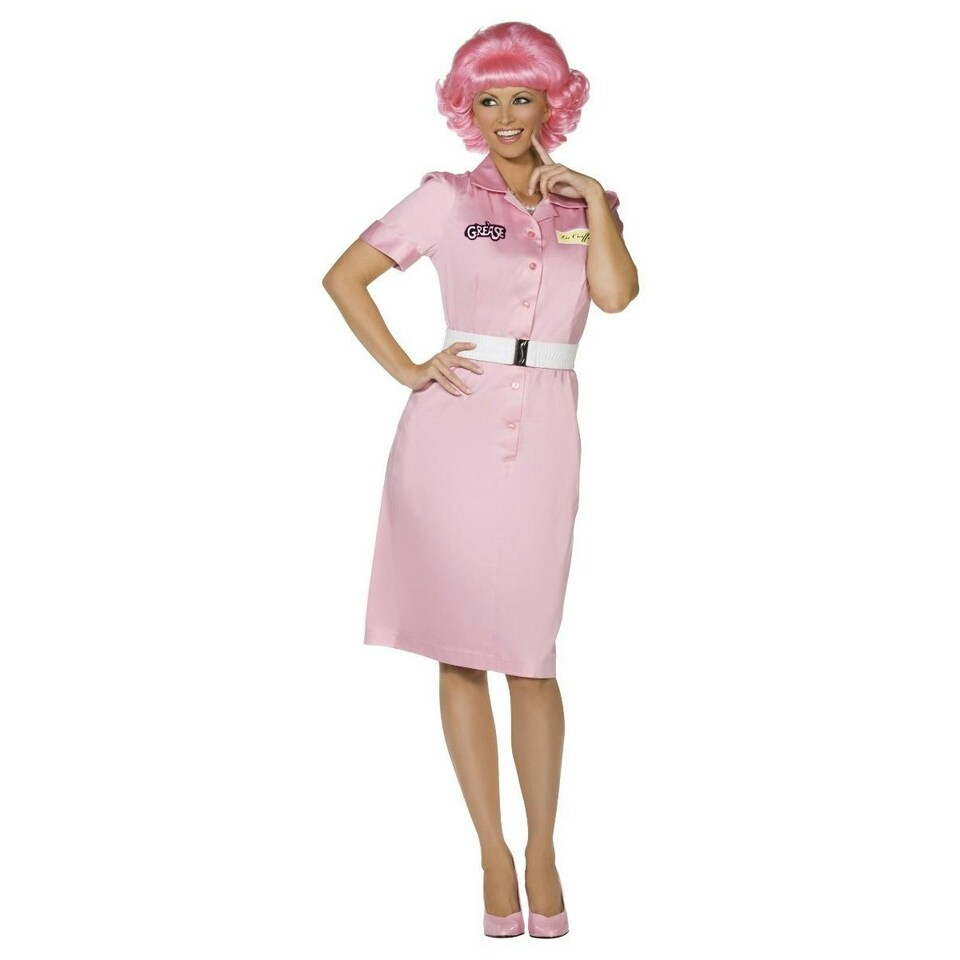 Grease Womens/Ladies Beauty Frenchy School Drop Out Costume Set - Pink - M M