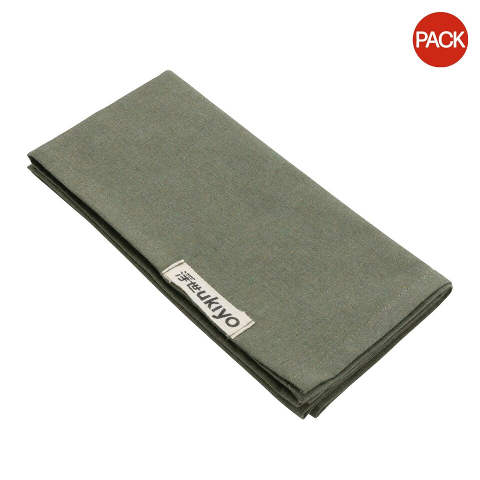 image 1 of Ukiyo Recycled Cotton Napkins Set (Pack of 4) - Green - One Size | Green