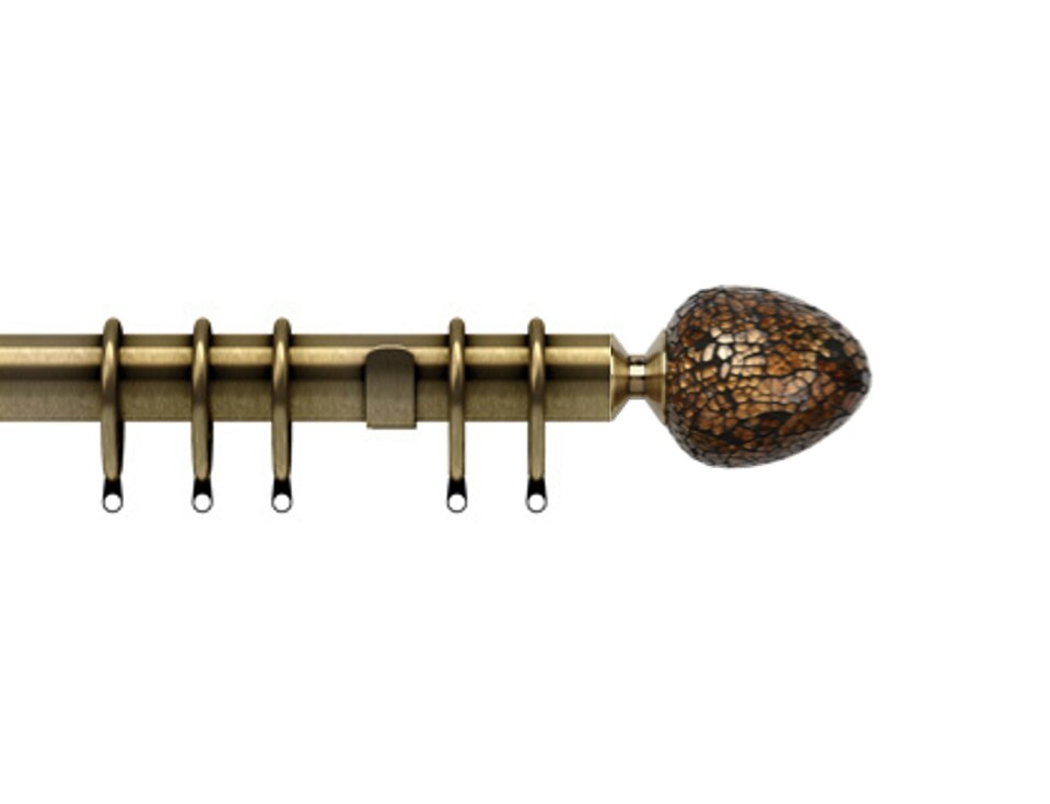 image 1 of 35mm Fixed Length Metal Curtain Pole Set Antique Brass Alexia Finial 70cm | Bronze | Bronze