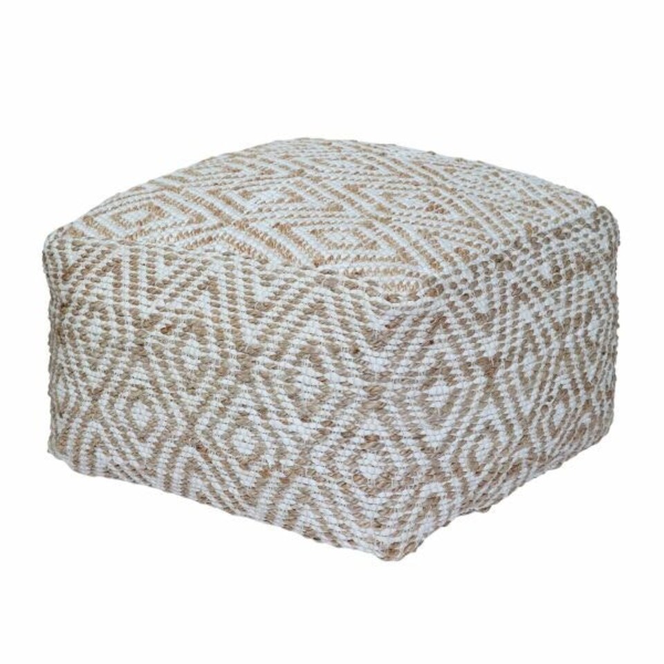 image 1 of Homescapes Sierra Natural Diamond Pattern Jute Square Bean Filled Pouffe - 60 cm