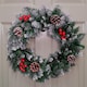 image 10 of 45cm Snow Tipped Green Wreath Christmas Decoration with 125 Tips, Pine Cones and Berries