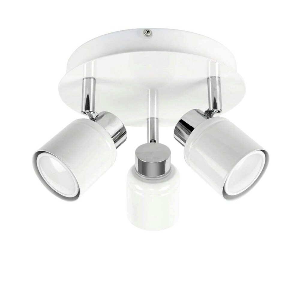 image 1 of ValueLights Benton White IP44 Round Bathroom Ceiling Light & Bulb White