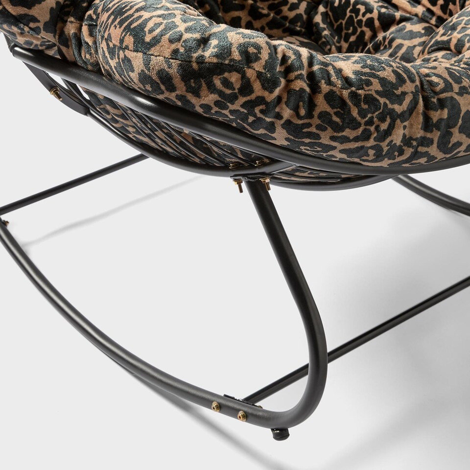 image 1 of OHS Printed Fleece Rocking Chair Upholstered Metal Frame Cushioned