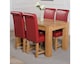 image 2 of Kuba 125x80cm Chunky Oak Small Dining Table and 4 Washington Leather Chairs | Red | Red