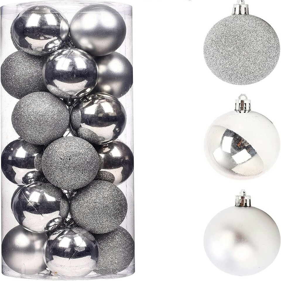 image 1 of Silver Baubles 5CM 18PCS Sets