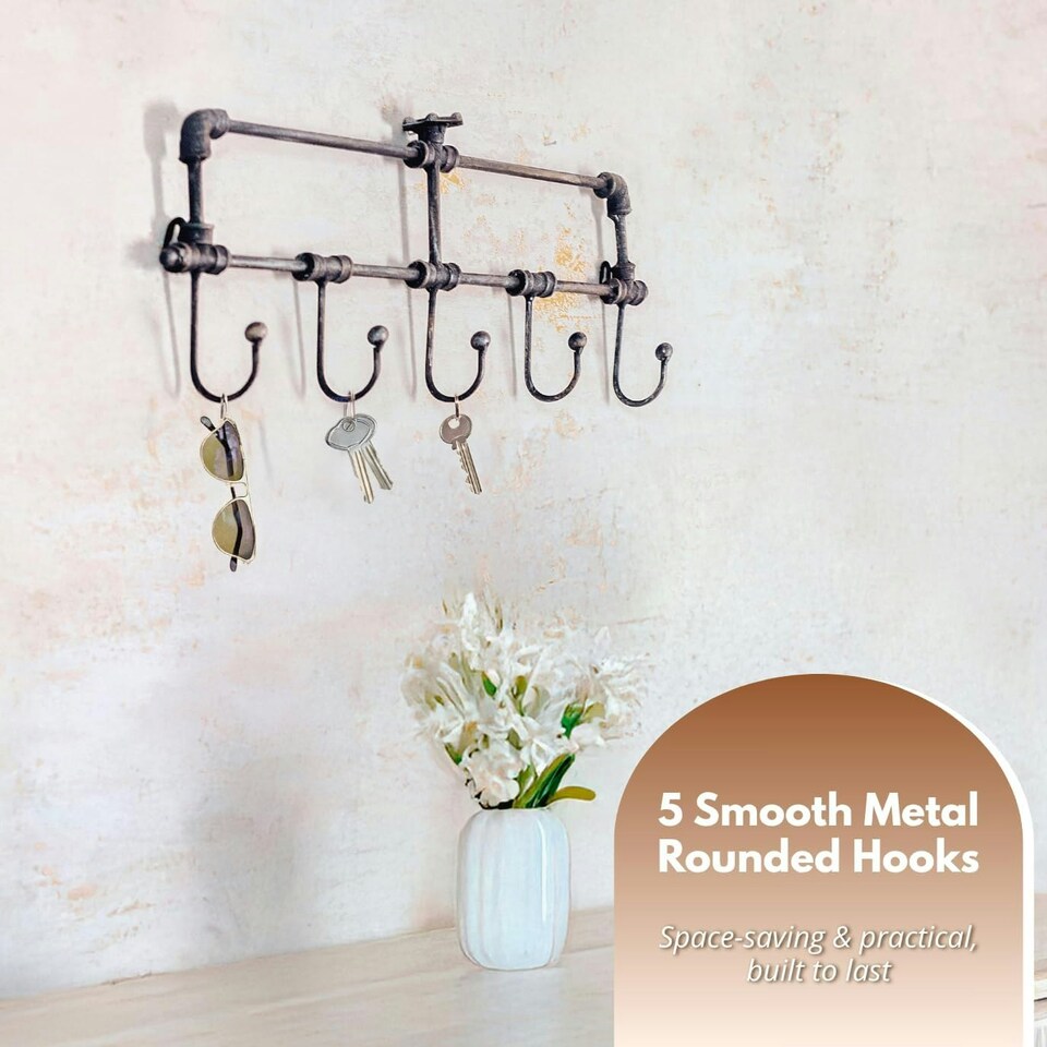 image 1 of Marco Paul Distressed Metal Wall Mounted Coat Hooks Silver | One Size