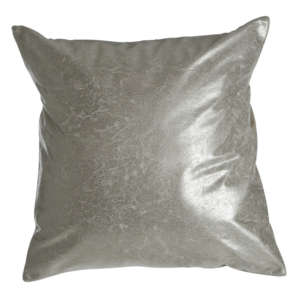 image 1 of Interiors by Premier Crush Leather Effect Silver Cushion Silver