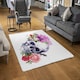 image 2 of Human skull with flowers (Rug) Pink | Medium: 80x150cm