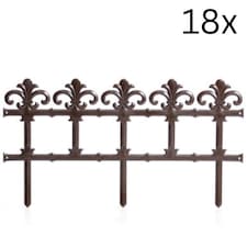 Garden Picket Fence Border Edging | Brown | Brown & Set of 18 | 18