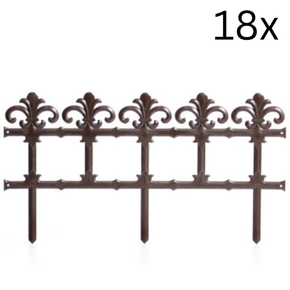 image 1 of Garden Picket Fence Border Edging | Brown | Brown & Set of 18 | 18