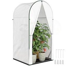 Outsunny Mini Greenhouse, Small Greenhouse with PE Base, White | White | White