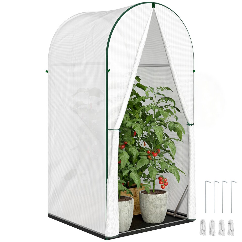 image 1 of Outsunny Mini Greenhouse, Small Greenhouse with PE Base, White | White | White