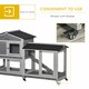 image 4 of PawHut Rabbit Hutch, Bunny Cage Outdoor 2-Tier w/ Wheels & Tray, Grey