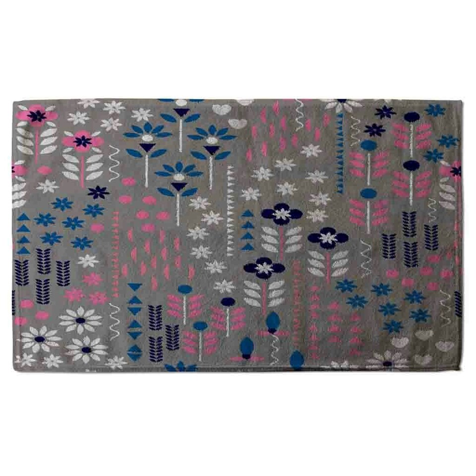 image 1 of Selection of Flowers in Pink, Blue & White (Kitchen Towel)