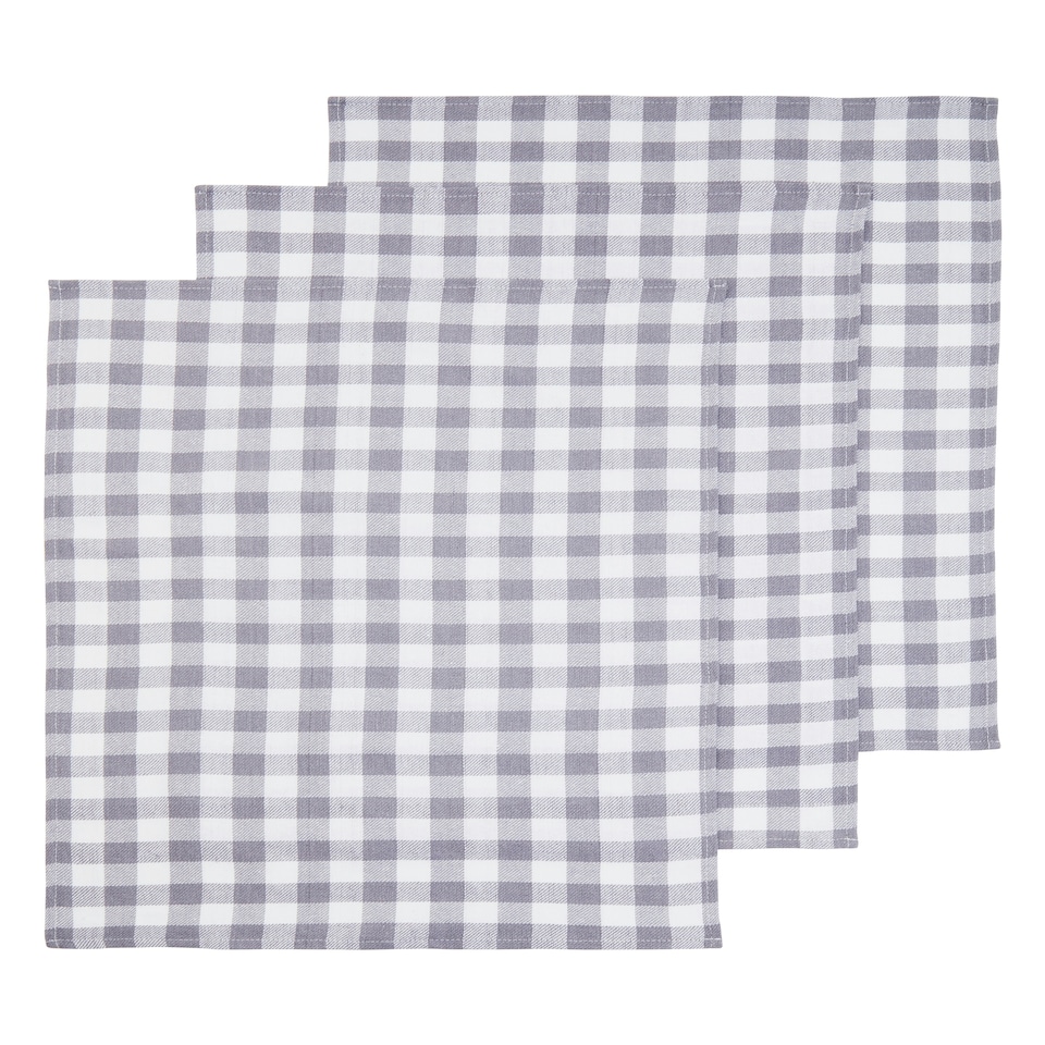 image 1 of Interiors by Premier Durable Set Of Three Grey And White Tea Towels, Effecient Breakfast Tea Towels, Soft Tea Towels For Kitchen | Grey | 3
