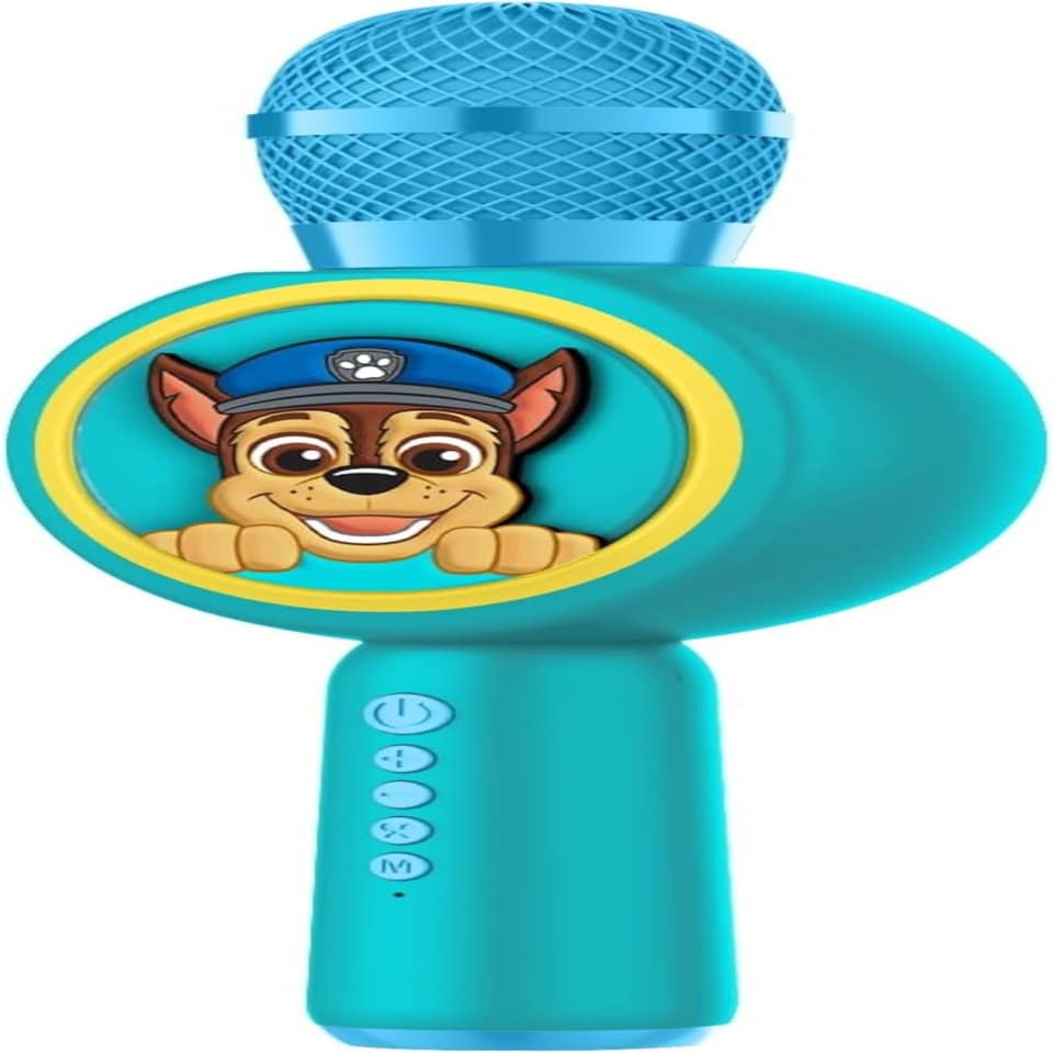 image 1 of Paw Patrol Chase Karaoke Microphone and Wireless Speaker with LED Lights