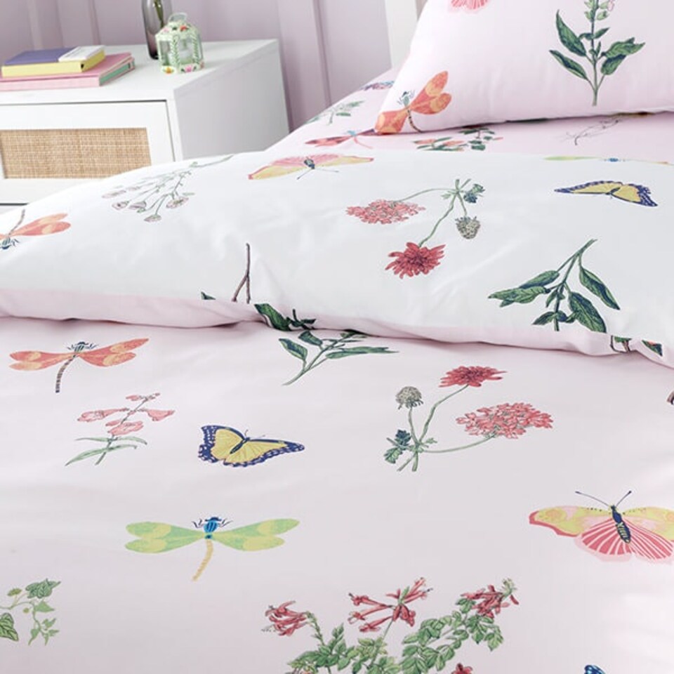 image 1 of RHS Childrens Butterfly Garden Single Duvet Set Pink Pink | Single