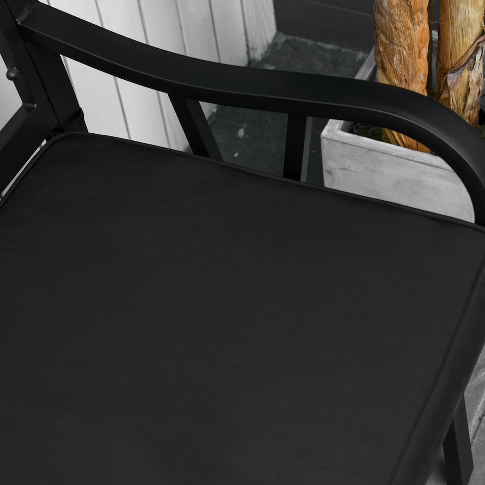 image 1 of Outsunny Garden Bench Cushion 2 Seater Seat Pad Indoor& Outdoor Use Black | Black | Black | 120 x 50 x 8 cm