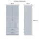 image 4 of FWStyle Chilton Combination Wardrobe 2 Door 2 Drawer - Grey Gloss Front Grey