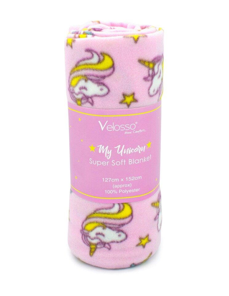 image 1 of Velosso Unicorn Polar Fleece Blanket - 127cm x 152cm | Blue | Blue