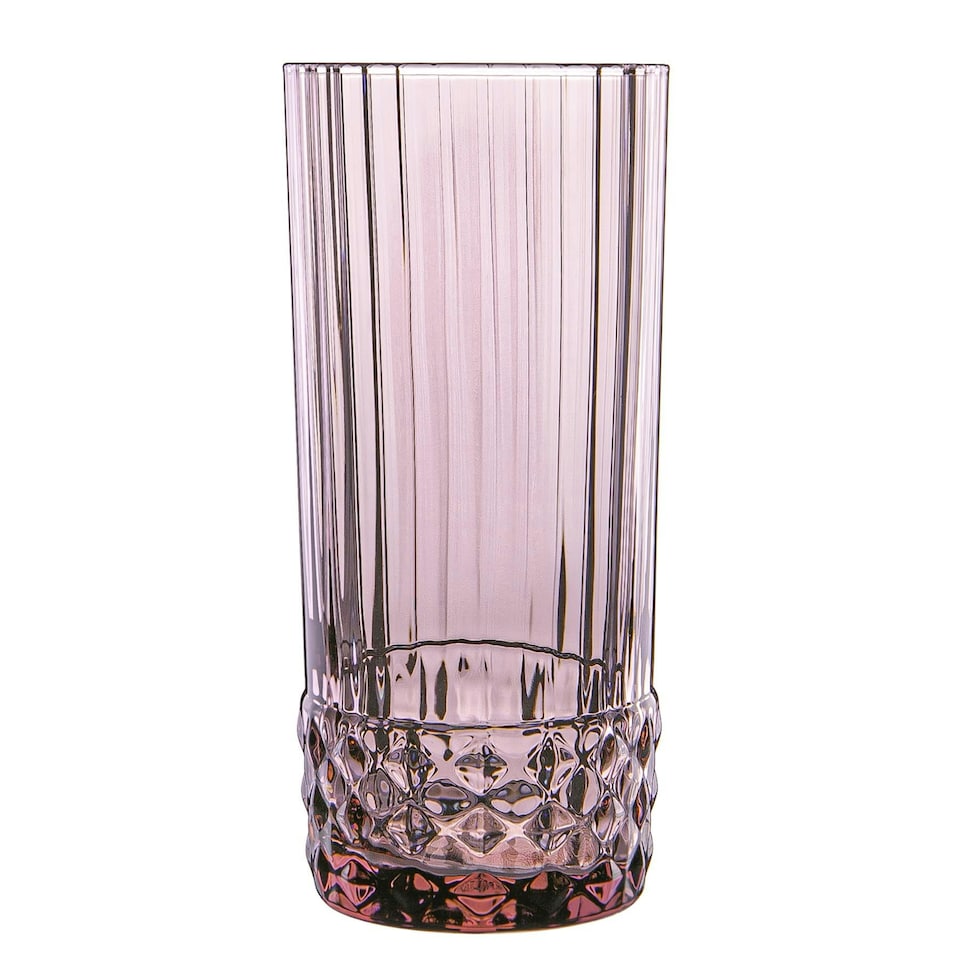 image 1 of Bormioli Rocco America '20s Highball Glasses - 490ml - Lilac Rose - Pack of 6 Pink