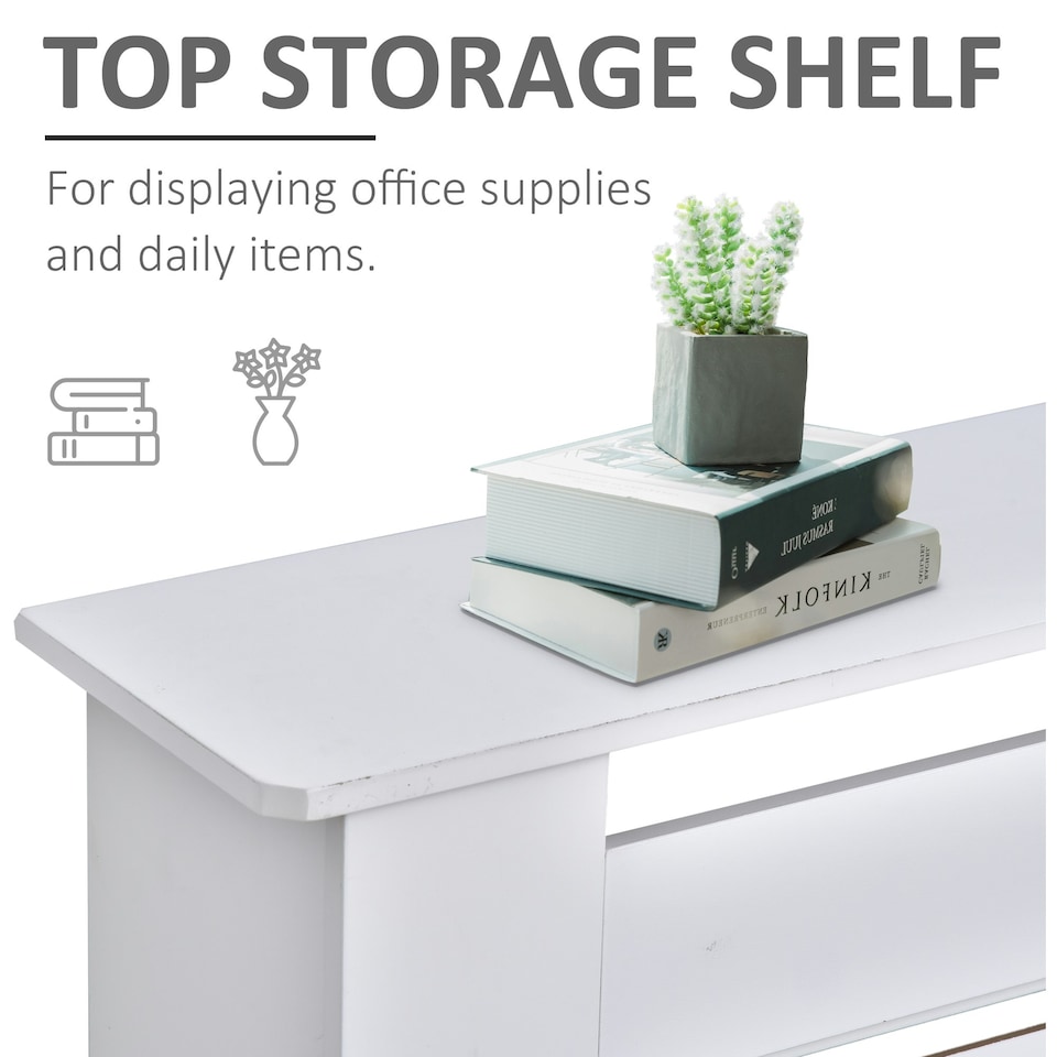 image 1 of HOMCOM Extendable Radiator Cover Cabinet Slatted Design MDF White Home Office