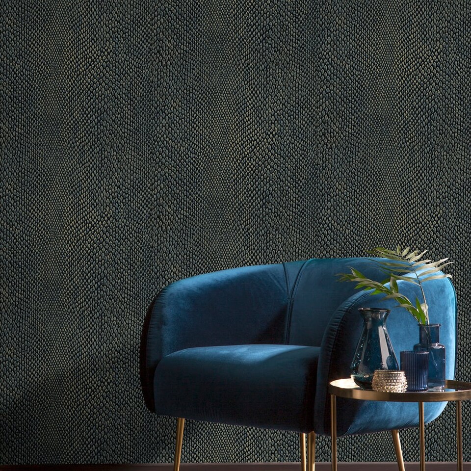 image 1 of Galerie Enchanted Naja Blue Wallpaper