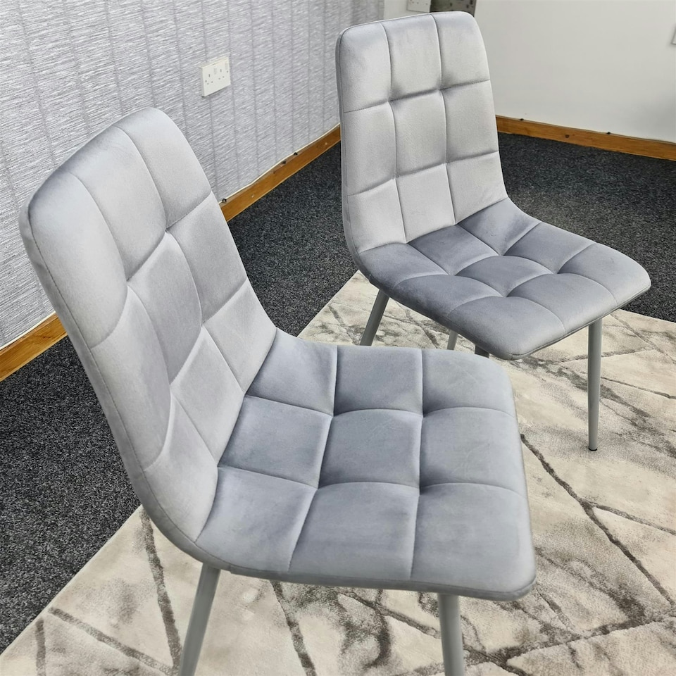 image 1 of Dining Chairs Set of 2 Grey Velvet Kitchen Chairs Grey
