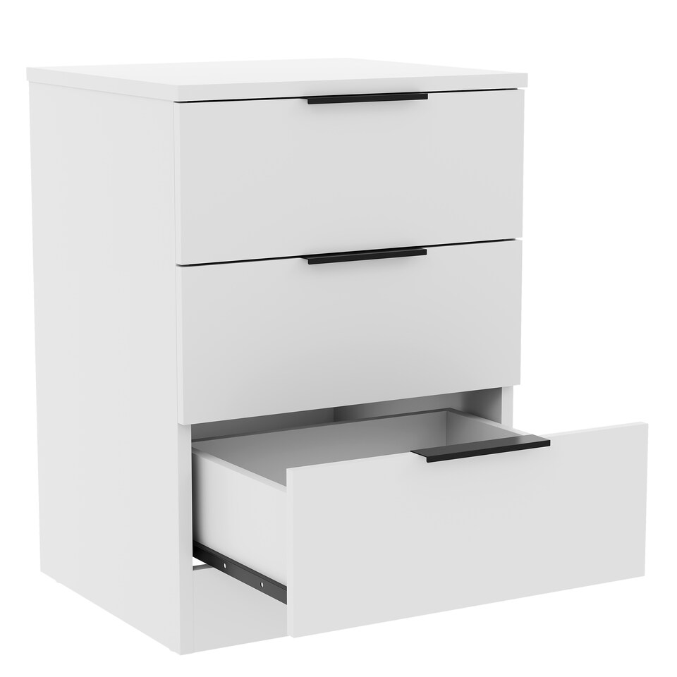 image 1 of Vida Designs Trega 3 Drawer Bedside Chest Bedroom Storage Unit, (H) 50cm x (W) 39cm x (D) 28cm, White