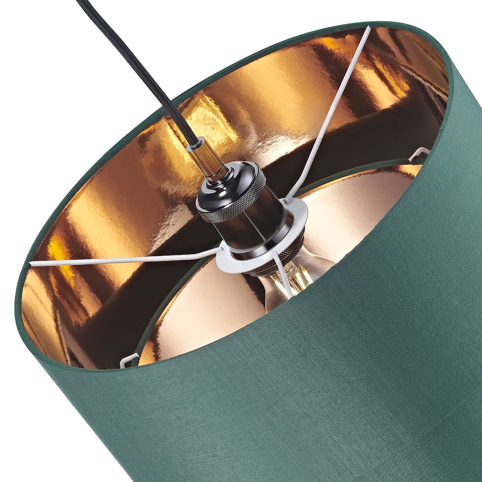 image 1 of Modern Forest Green Cotton Double Tier Ceiling Shade with Shiny Copper Inner | Green | Forest Green | 1
