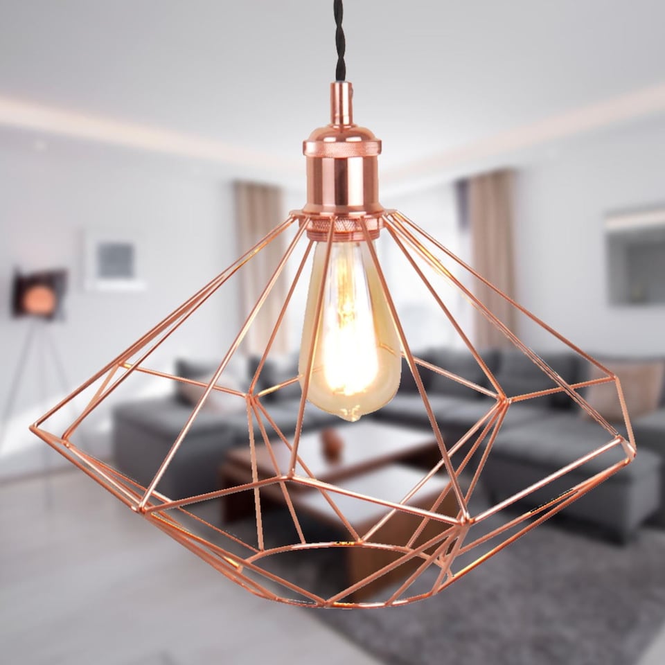 image 1 of Copper Geometric Pendant Light Fitting | Black | Copper | 1