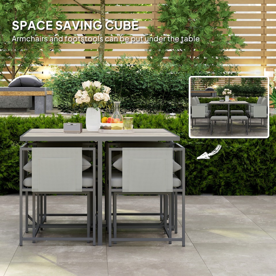 image 1 of Outsunny 8 Seater Garden Dining Set, Cube Garden Furniture with Cushions