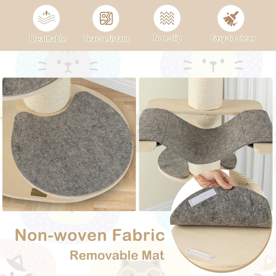 image 1 of COSTWAY Cat Tree 120 CM Multi-layer Cat Tower with Hammock